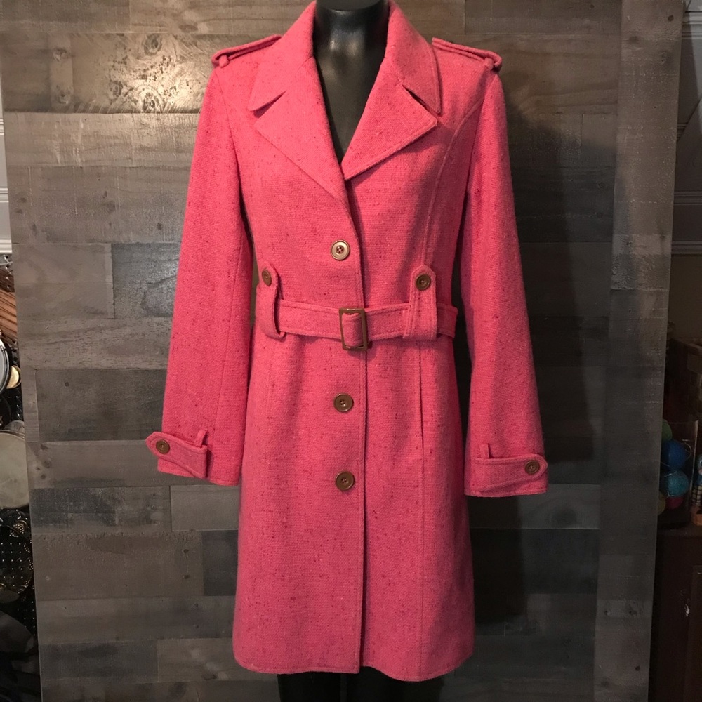 Express Pink Tweed Trench Coat